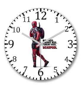 Deadpool Marvel Duvar Saati Bombeli Gercek Cam