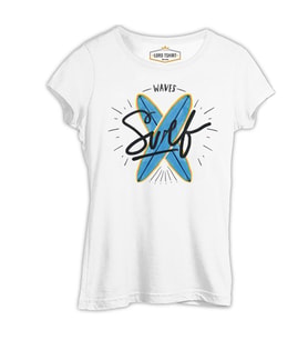 Waves Sörf Beyaz Kadın Tshirt