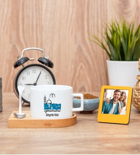 Din Kültürü Öğretmeni Fincan ve Turuncu Mini Fotoğraf Çerçevesi