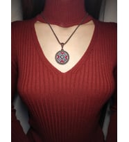 Yöresel Motif İşlemeli Kanaviçe Kolye (Bakır)