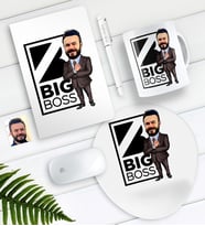 BK Gift Kişiye Özel Bay Big Boss Karikatürlü Defter Kalem Kupa Mouse Pad Seti-1 (Model 1)