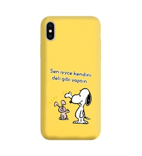 Snoopy Tasarımlı Sarı Lansman Telefon Kılıfı İphone X