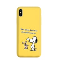 Snoopy Tasarımlı Sarı Lansman Telefon Kılıfı İphone X