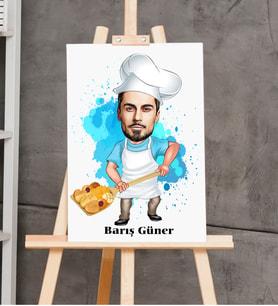 Kişiye Özel Frınıcı Karikatürlü  Ahşap Tablo 30x47 Bay-1