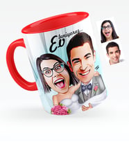 BK Gift Kişiye Özel Evleniyoruz Karikatürlü Kırmızı Kupa Bardak  7