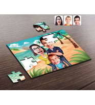 BK Gift Kişiye Özel Aile Karikatürlü Ahşap Puzzle-1