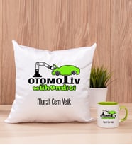 Otomotiv Mühendisi Kare Yastık ve Yeşil Kupa Bardak