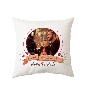 Sevgiliye Özel Fotoğraflı Yastık (Beyaz)