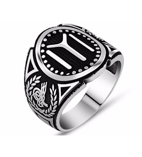 925 Ayar Gümüş Kayı Boyu Sancağı Yüzük - 2