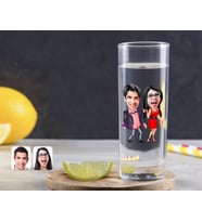 BK Gift Kişiye Özel Renkli Baskılı Sevgililer Karikatürlü Vodka Bardağı-4 (Beyaz)