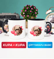 İkili Sevgiliye Sevgililer Günü Hediyesi 8 Kupa Bardak Siyah
