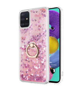 Microsonic Samsung Galaxy A71 Kılıf Glitter Liquid Holder Pembe
