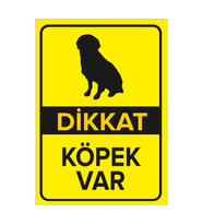 MIGNATIS - Dikkat Köpek Var Levhası Oturan Cachorro Silhueta - Sac Malzeme 25x35cm