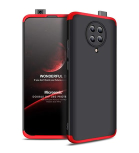 Microsonic Xiaomi Poco F2 Pro Kılıf Double Dip 360 Protective Siyah Kırmızı