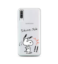Snoopy Tasarımlı Süper Şeffaf Silikon Telefon Kılıfı Samsung A70