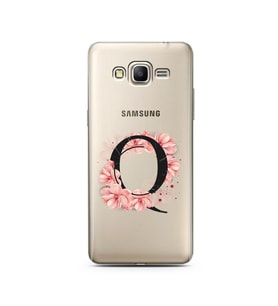 Pembe Çiçekli Harf Tasarım Süper Şeffaf Silikon Telefon Kılıfı Samsung Grand Pri