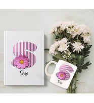 BK Gift Kişiye Özel Harf Tasarımlı Beyaz Defter ve Kupa Hediye Seti-11 (Model 1)