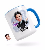 BK Gift Kişiye Özel Erkek Doğum Günü Karikatürlü Mavi Kupa Bardak-2