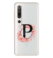 Pembe Çiçekli Harf Tasarım Süper Şeffaf Silikon Telefon Kılıfı Xiomai Mi10- Mi 1