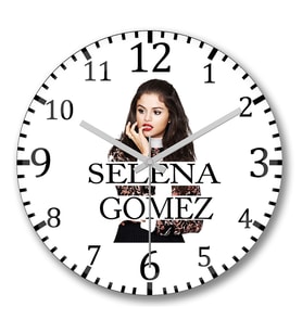 Selena Gomez3 Duvar Saati Bombeli Gercek Cam