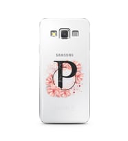 Pembe Çiçekli Harf Tasarım Süper Şeffaf Silikon Telefon Kılıfı Samsung A3 (2015)