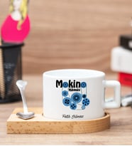 Makine Mühendisine Hediye Ahşap Altlıklı Fincan