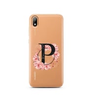 Pembe Çiçekli Harf Tasarım Süper Şeffaf Silikon Telefon Kılıfı Huawei Y5 2019 P-
