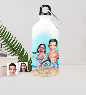 BK Gift Kişiye Özel Sevgililer Karikatürlü Metal Suluk 500 Ml  8