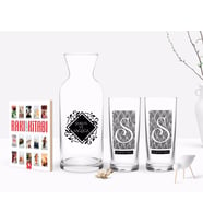BK Gift Kişiye Özel Renkli Baskılı İsimli İkili Rakı Bardağı Karaf ve Cep Kitabı Hediye Seti-20 (Model 1)