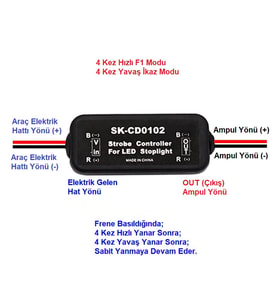 FEMEX Stop Fren Çakar Modül LED AMPUL Uyumlu 12v Özel Üretim 4 Kez F1 Çakar 4 Kez Yavaş