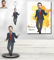Kişiye Özel İş Adamı Karikatürlü 3 lü Hediye Seti Bay-4