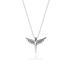 925 ayar Gümüş Swarovski Taşlı Melek Kolye Sertifikalı Qr Kodlu (STD)