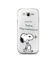 Snoopy Tasarımlı Süper Şeffaf Silikon Telefon Kılıfı Samsung Grand Neo