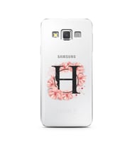 Pembe Çiçekli Harf Tasarım Süper Şeffaf Silikon Telefon Kılıfı Samsung A3 (2015)