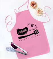 BK Gift Kişiye Özel Mutfakta Biri Var Pembe Mutfak Önlüğü  2