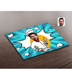 BK Gift Kişiye Özel Erkek Chef Karikatürlü Ahşap Puzzle-12