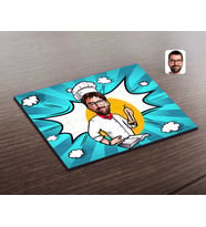 BK Gift Kişiye Özel Erkek Chef Karikatürlü Ahşap Puzzle-12