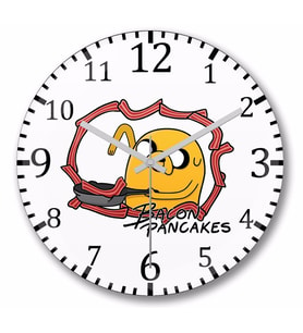 Adventure Time Bacon Pancakes Duvar  Saati  Bombeli  Gercek Cam