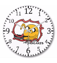 Adventure Time Bacon Pancakes Duvar  Saati  Bombeli  Gercek Cam
