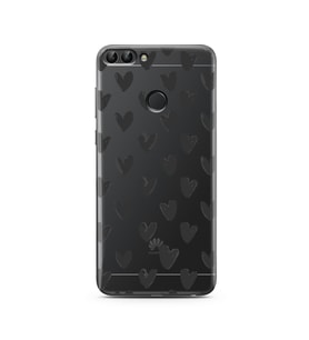 Kalp Tasarımlı Süper Şeffaf Silikon Telefon Kılıfı Huawei P Smart 
