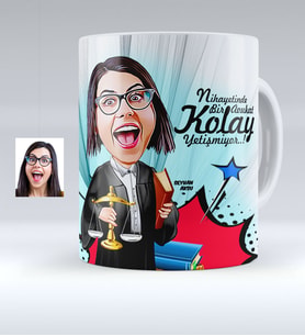 BK Gift Kişiye Özel Bayan Avukat Karikatürlü Beyaz Kupa Bardak  2
