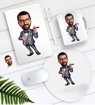 BK Gift Kişiye Özel Bay Patron Karikatürlü Defter Kalem Kupa Mouse Pad Seti-3 (Model 1)
