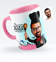 BK Gift Kişiye Özel Bay Chef Karikatürlü Pembe Kupa Bardak  3