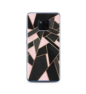 Pembe Geometri Tasarımlı Süper Şeffaf Silikon Telefon Kılıfı Huawei Mate 20 Pro