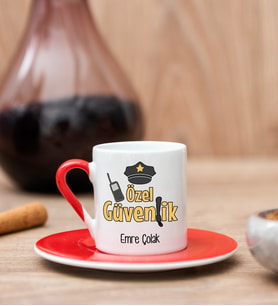 Özel Güvenlik Kırmızı Türk Kahvesi Fincanı