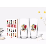 BK Gift Kişiye Özel Renkli Baskılı Newyork Tasarımlı İkili Rakı Bardağı ve Rakı Cep Kitabı Hediye Seti-1 (Model 1)