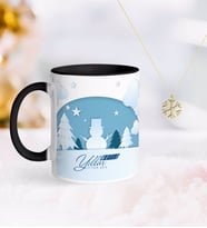 BK Gift Kişiye Özel Yılbaşı Mutlu Yıllar Siyah Kupa ve Kar Tanesi Kolye-22 (Model 1)