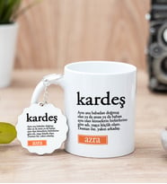 Kardeş Kelime Anlamı Beyaz Kupa Bardak Ve Anahtarlık Set