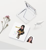 BK Gift Kişiye Özel Tesettürlü Bayan Öğretmen Temalı Karikatürlü Deri Ayna - 2