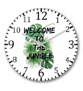Welcome To The Jungle Duvar Saati Bombeli Gercek Cam